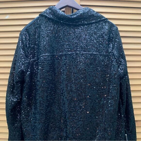 We The Free Midnight Message Black/Sliver Sequin Jacket Small - Picture 7 of 7